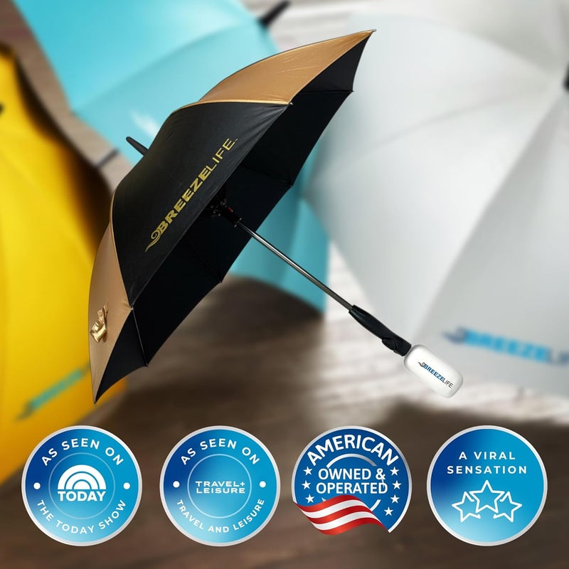 Breezelife Rechargeable Mister Breeze, Sun Umbrella with Fan and Mister, Umbrella Mister with Built-in Fan, For Festivals, Beach and More, Blocks Harmful Sun Rays, Mist bottle included - Image 4